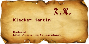 Klecker Martin névjegykártya